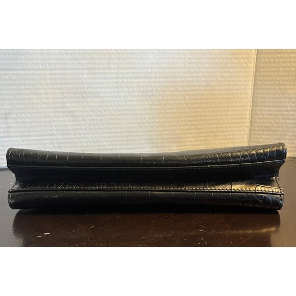 Y2K Harolds Black Genuine Leather Croc-Embossed Clutch Wallet With Coin Closure - Picture 13 of 15